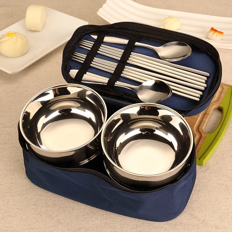 

Outdoor Portable Stainless Steel Cutlery Set Dinnerware Set Western Food Cutlery Tableware Dinnerware Storage Box Drop shipping