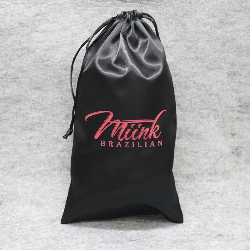 

Satin Bag for Hair Packaging Silk Drawstring Pouch Jewelry Makeup Gift Bags Wrapping Supplies Cloth Pocket Custom Logo Print 50p