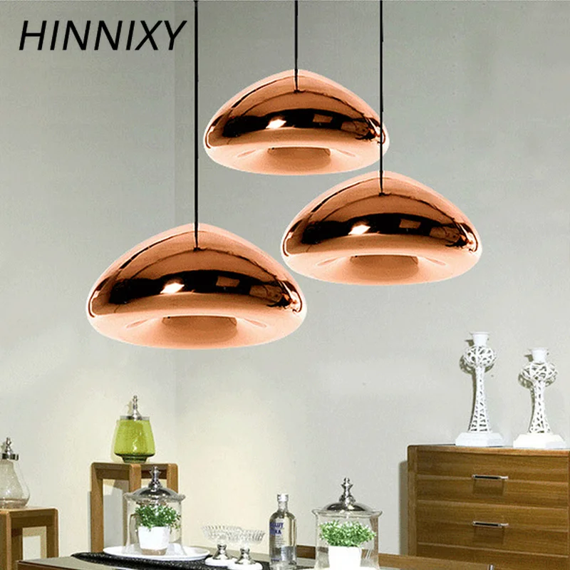 Hinnixy стеклянная Подвесная лампа Золотой хром красная бронза E27 G4 подвесные