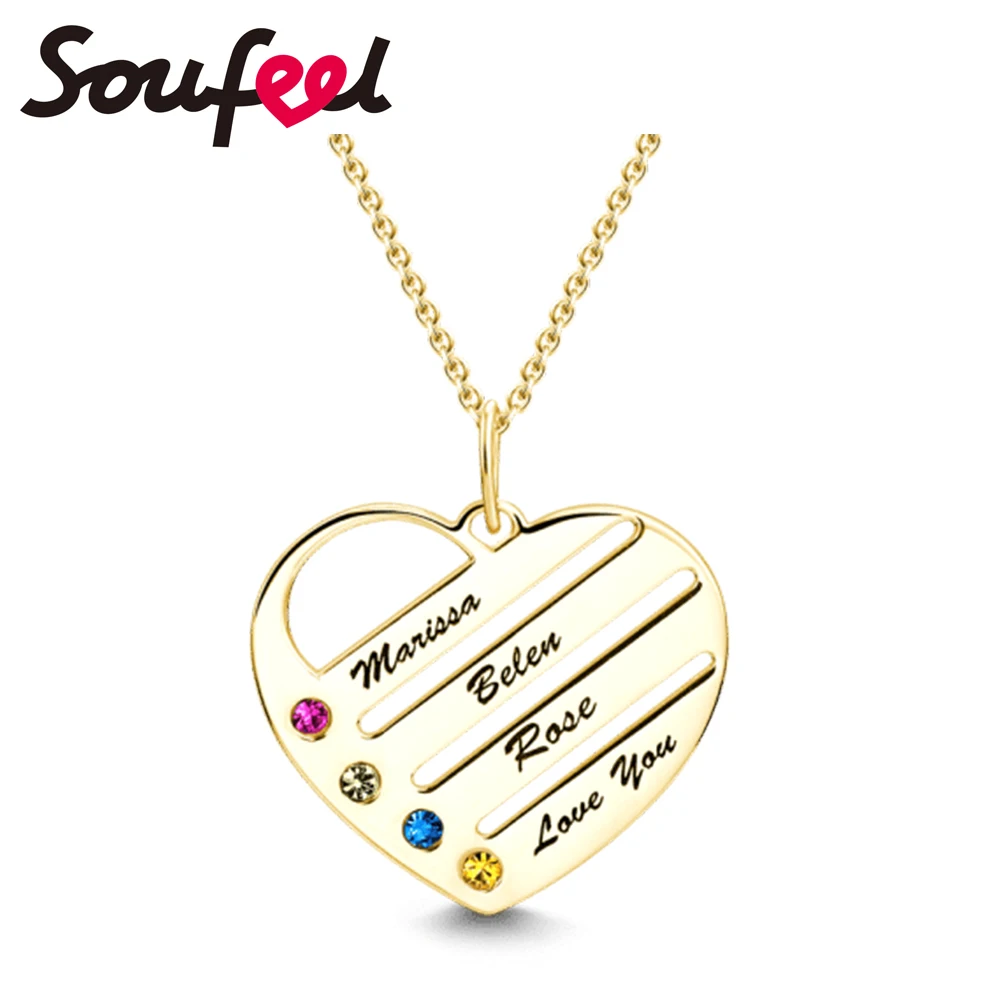 

SOUFEEL Female Necklace Name Heart-shaped Necklace Pendant Halloween Gift Zircon Jewelry Necklace with Stones