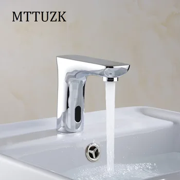 

MTTUZK Deck Mount Automatic Touch Free Sensor Faucets Hot and Cold water saving Inductive electric Water Tap mixer battery power