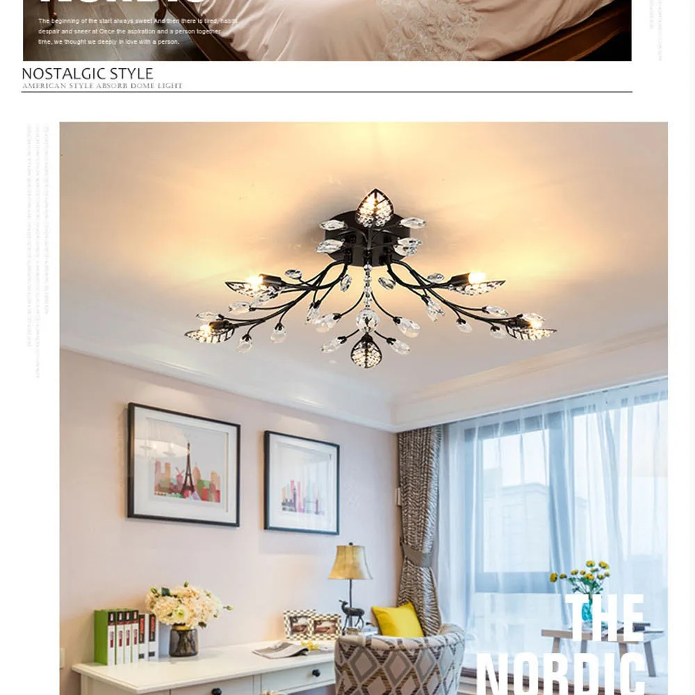 Modern Nordic K9 Crystal LED Ceiling Lights Fixture Gold Black Home Lamps for Living Room Bedroom Kitchen Bathroom7