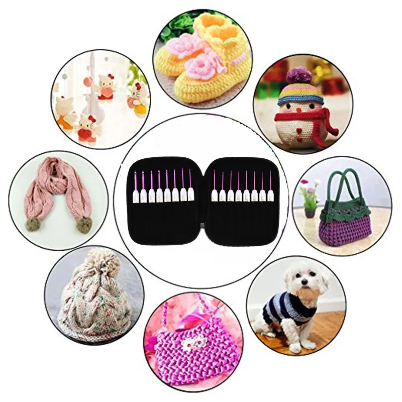 New Mix Sizes 1.0-6.0mm Crochet Hook Set Aluminum Crochet Needles With Case Sweater Yarn Weave Knitting Hook Needles For Women  (4)