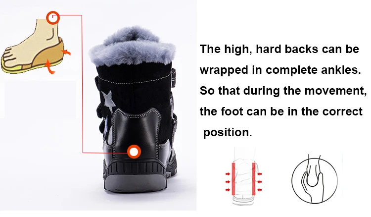 Botas de Inverno Sapatos de Correção Princepard Inverno Crianças Sapatos Ortopédicos Meninas Meninos 100% Pele Preto Couro Genuíno 22-36 11 High Quality Mamãe e Bebê