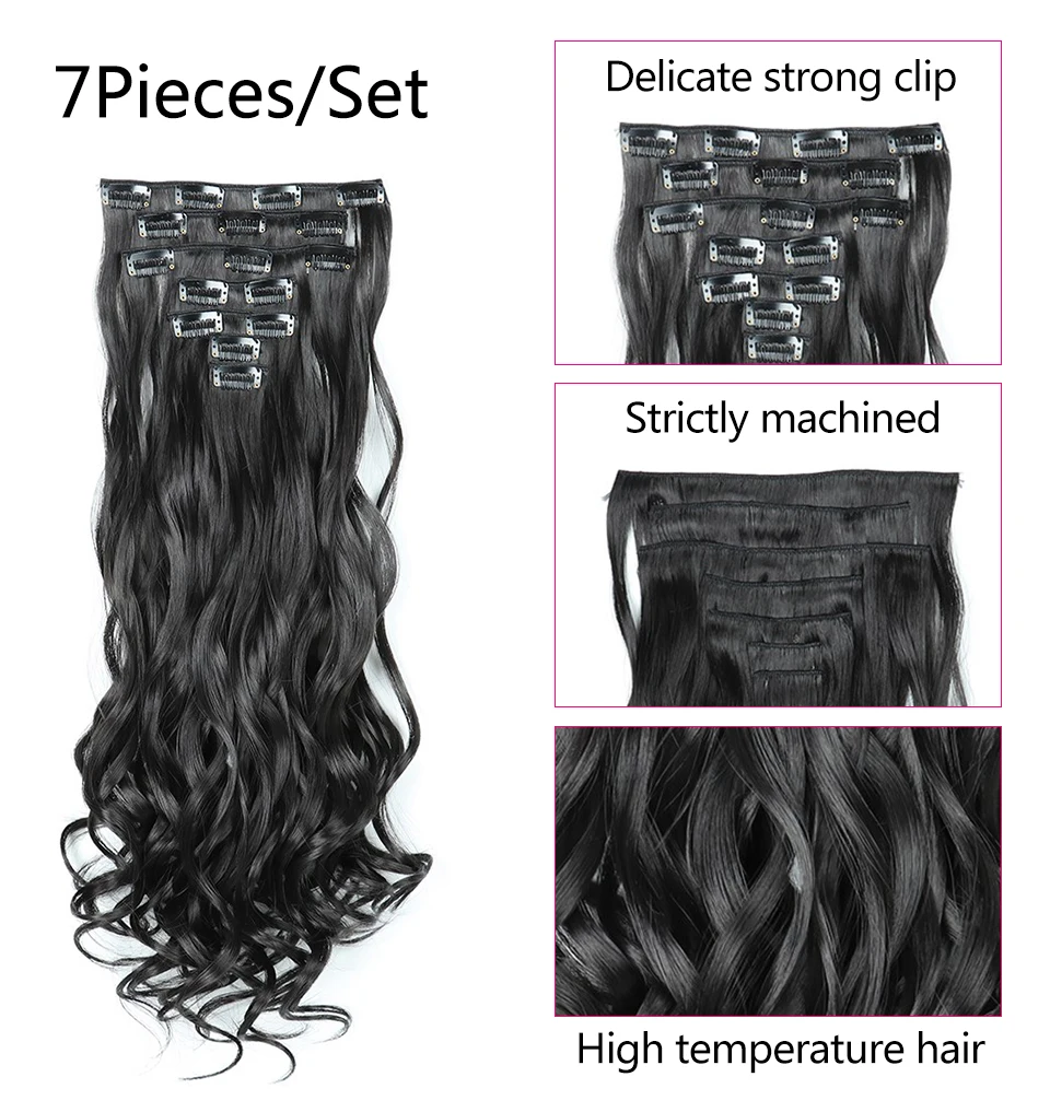 Extensões sintéticas do cabelo de valenwigs grampo