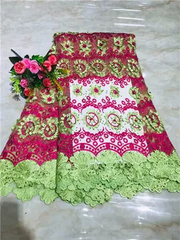 

High class embroidery French net lace fabric nice tulle mesh cloth with rhinestones and beads VRN186(5yards/lot)