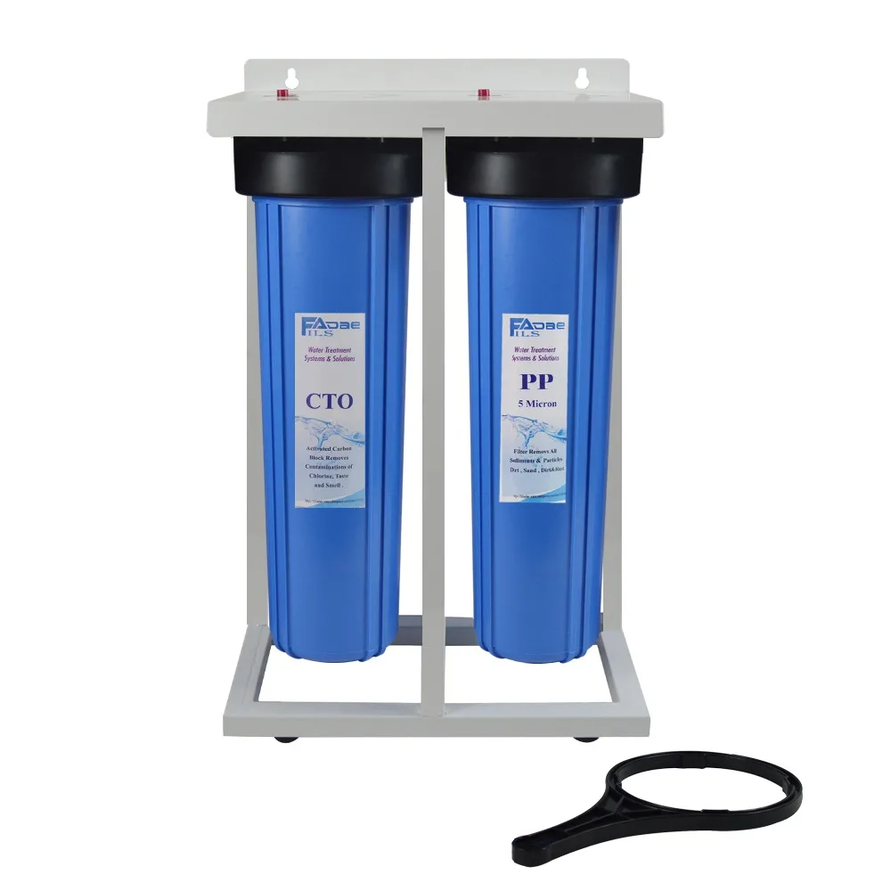 2 Stage Whole House Water Filtration System 1 inch BRASS port with Stand, 20" Big Blue Sediment