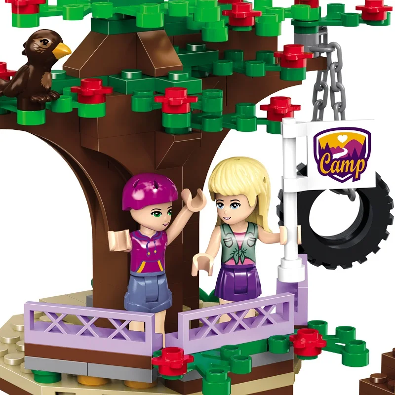 Pаспродажа 875 шт., игрушки для детей с изображением дома на дереве и лагеря приключений, совместимы с городскими строительными блоками, фигурки для дево...