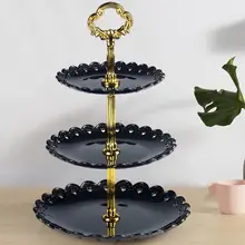 Soporte de plato para fruta pastel de tres capas, accesorios de cocina, estante para almacenamiento de postres de fiesta en casa, suministros festivos, soporte para almacenamiento de magdalenas