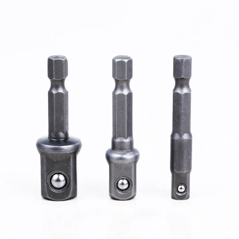 3Pcs/Set Socket Adapter Hex Shank To 1/4" 3/8" 1/2" Extension Drill