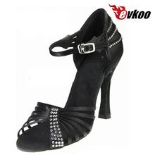 Evkoodance Woman Dancing Shoes Latin Shoes Size US 4-12 10 cm High Heel Black Silver Brown Satin With Rhinestone Evkoo-443 Evkoodance Woman Dancing Shoes Latin Shoes Size US 4-12 10 cm High Heel Black Silver Brown Satin With Rhinestone Evkoo-443