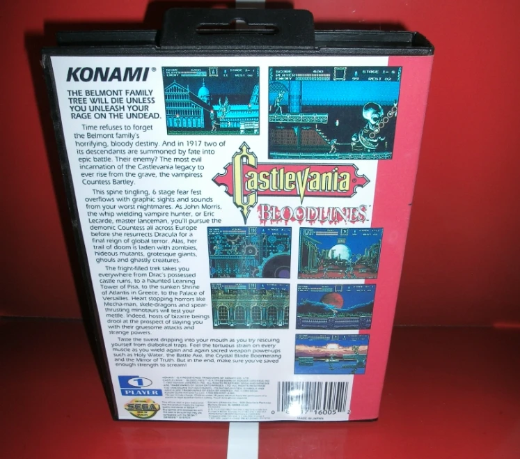 Castlevania-кровей NTSC-U доступны крышка с коробкой и руководством для sega Megadrive бытие видео Игровая приставка MD карточная игра