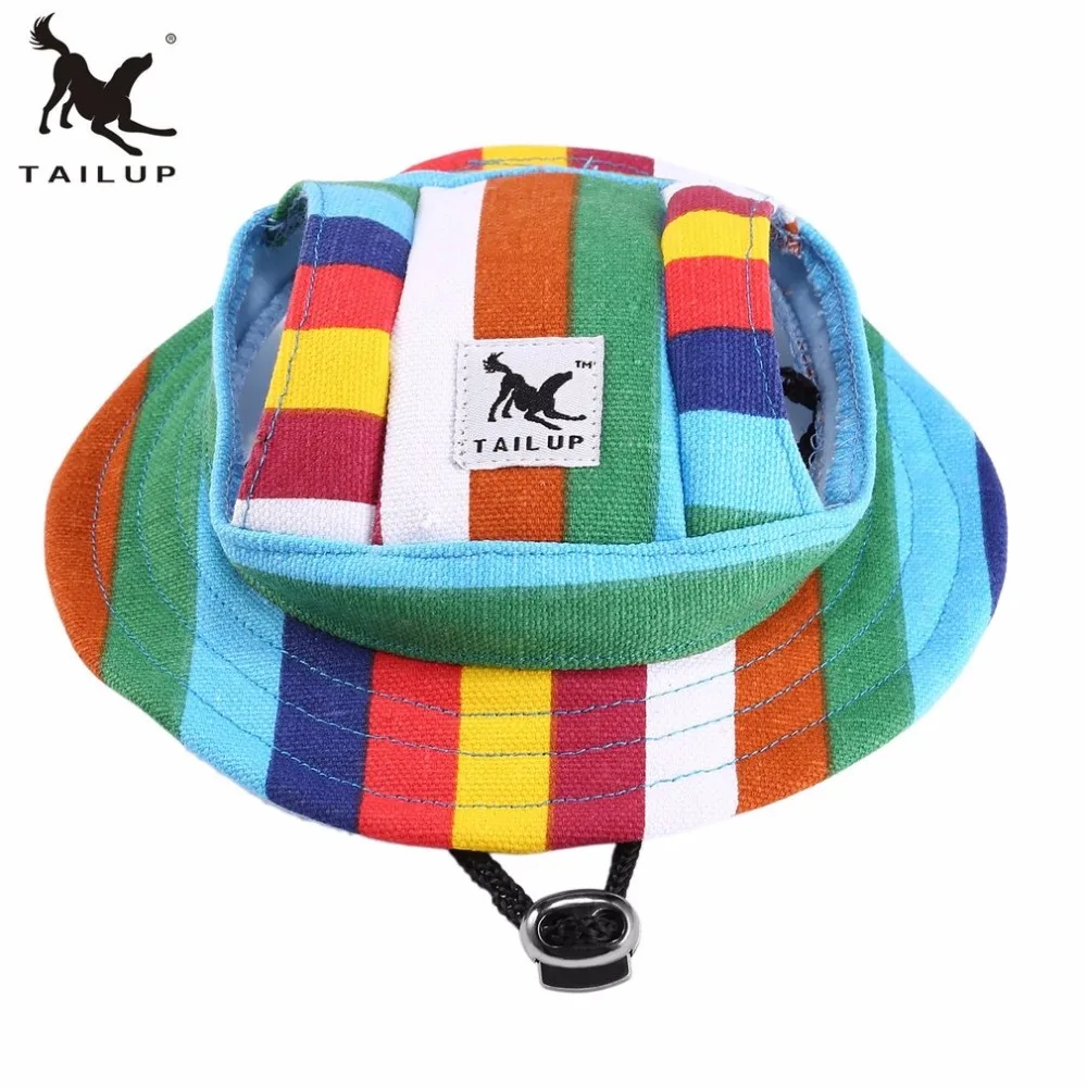 Tailup брендовая сетчатая ткань дышащий Pet Hat Кошка Собака Лето Пляж Принцесса шляпа солнцезащитная Кепка полосатый узор