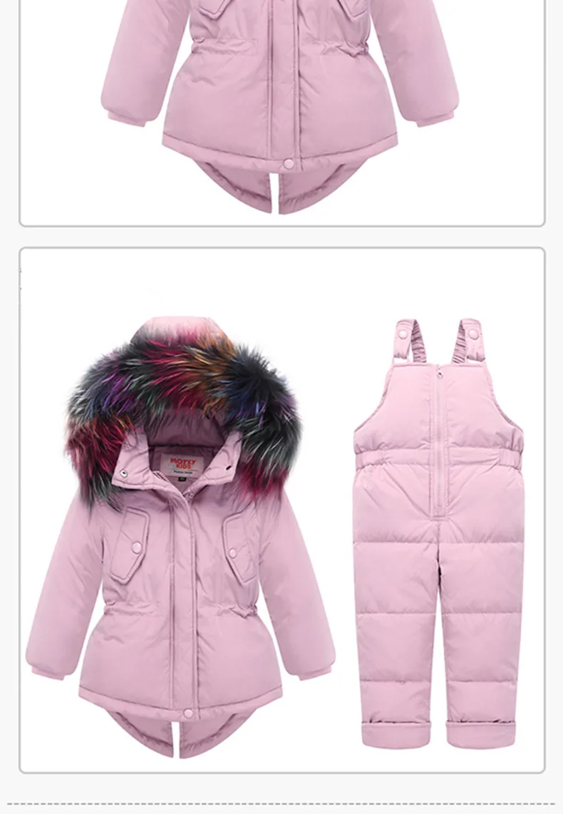 Зимние теплые комплекты одежды для детей Детский пуховик с капюшоном+ штаны детская парка, пальто для девочек и мальчиков, зимняя одежда Детский костюм