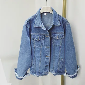 

New 2018 Spring Fashion Cowboy Slim Demin Coat Woman Long Sleeve Fashion New Outwear Coat