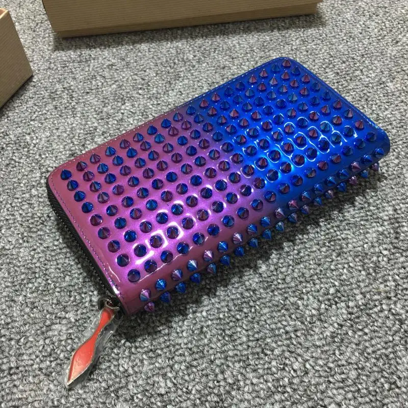 

Hot sell Men Women Wallet Brand Famous Genuine Leather rivet Long Wallet Clutch Unisex Money Purse ID Card Holder monedero mujer