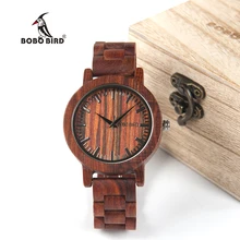 BOBO OISEAU WM10 En Bois Montres Rouge Bois De Santal Cas Échelle Cadran Séquoia Bande Quartz Montre Marque Designer accepter OEM