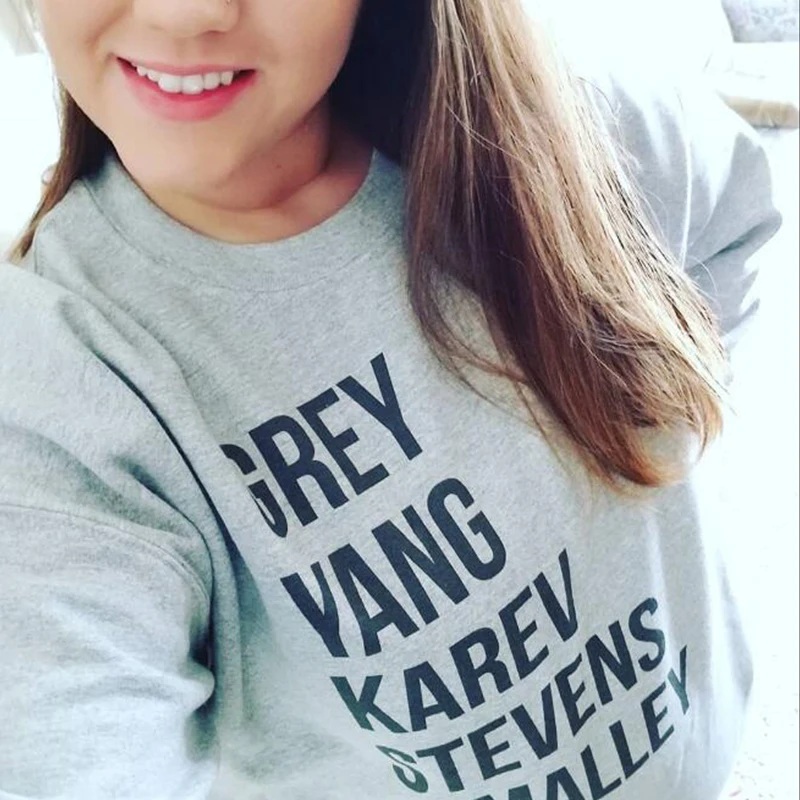 الرماديون البلوز رمادي يانغ Karev ستيفنز O'Malley هوديس غريز أناتومي بلوزة كاجوال Crewneck طويل الأكمام صداري قمصان