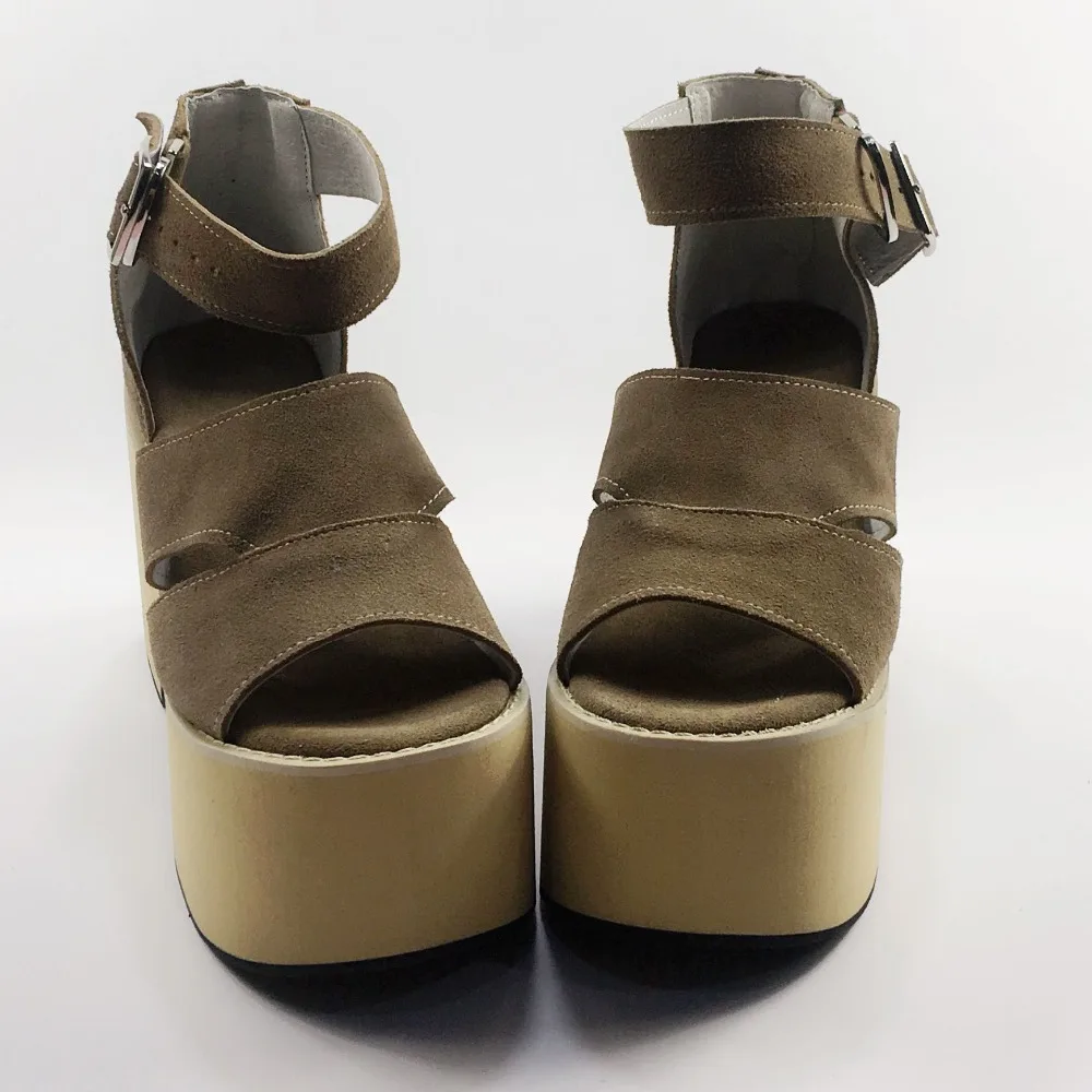 Occasionnels Véritable Sangle Lolita Sandales Ouvert Piscine Boucle Plate Bouche Cuir forme Chaussures Bout Femmes D'été Haute À q5tA11