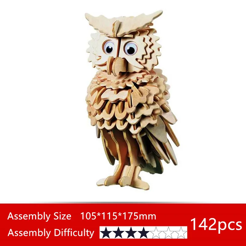 

Model Toys For Children 3D Puzzle DIY Wooden Puzzle Magical Animals Kids Toys Also Suitable Adult Game Gift OWL Fish