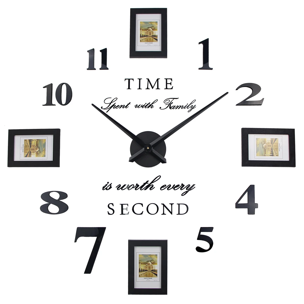

DIY Photo Frame Clock 2019 New DIY Letters Wall Clock Modern Design Plastic Art Pictures Clock Unique Klok Home Decor Horloge
