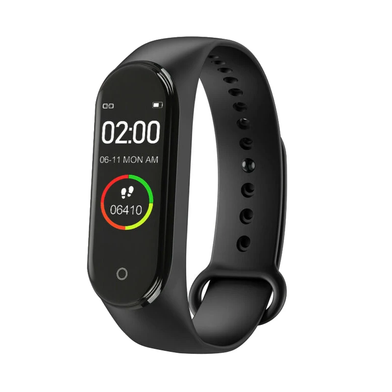 Новые умные часы M4, мониторинг сердечного ритма, кровяного давления, умные носимые устройства, браслет для здоровья, водонепроницаемый смарт-браслет для женщин - Цвет: Черный