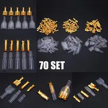 70 conjunto 3.9mm motocicleta bala fio conector masculino fêmea duplo conectores terminais com capa de isolamento