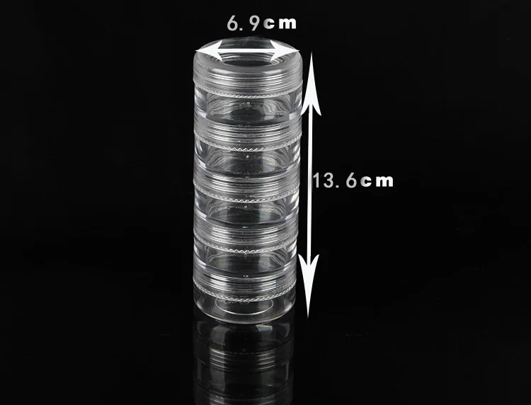 

6.9cm*13.6cm,131g five Combination round small plastic bottle jars containers with transparent color for storage 2pc 015006014