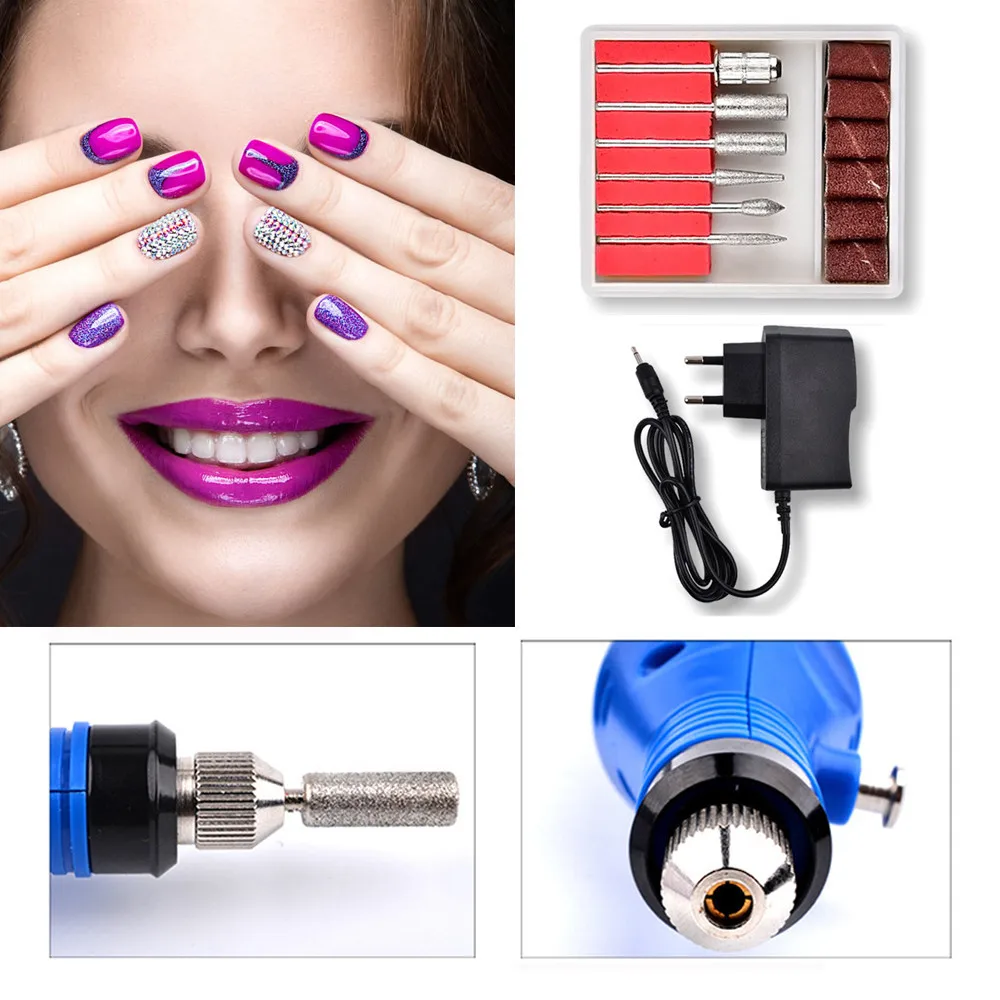 New Mini Electric Nail Polisher Blue Portable Nail Care Pen Type