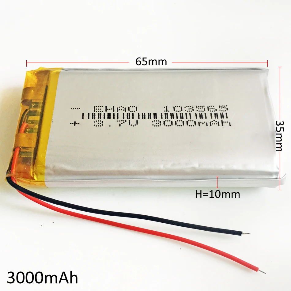 10 шт 3,7 V 3000mAh 103565 литий-полимерный аккумулятор для gps psp DVD электронная книга планшетный ПК ноутбук внешний аккумулятор