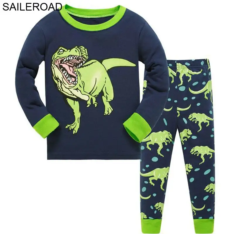 SAILEROAD Мультфильм Динозавр Мальчик Пижамы Костюмы Осень Зима Ночной Костюм Хлопок