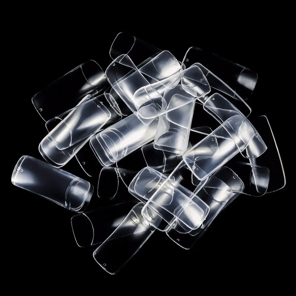 

PinPai 10 Size 500PCS Resin Half Cover Fake Nails Tips Clear Natural Long Square False Artificial Tips DIY Manicure Nail Art Tip
