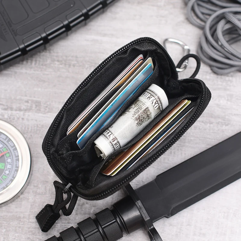 Zippers Waist Bag Waterproof EDC Pouch Tactical Key Change Purse Wallet Travel Kit Coin Purse Pack For Outdoor Camping Hiking