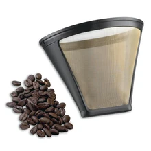 Конусная форма, Перманентный кофейный фильтр, моющийся, нержавеющая сталь, многоразовый, кафе, Кофеварка, машина, чайный инструмент