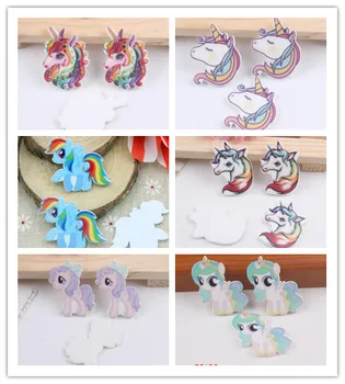 

100pcs/lot 6 style cute unicorn head kawaii planar resin