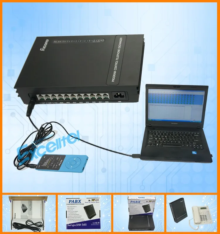 Soho Гибридный ключевой телефон PABX система MK308 с программным обеспечением для управления ПК