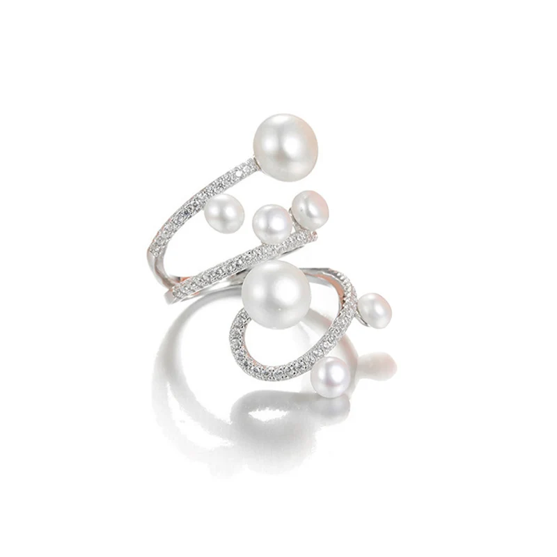 AAA+ качественное модное микро-кольцо с фианитами, роскошное белое жемчужное кольцо с несколькими кругами, серебряное кольцо для женщин