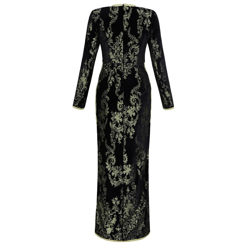 Элегантное бархатное платье Caftan Romeo с золотистой вышивкой новинка 2019 года