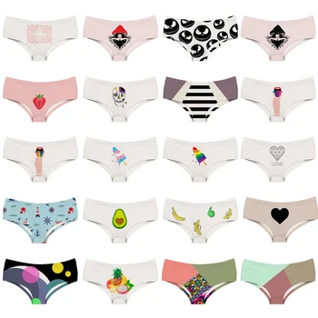 

LEIMOLIS Cartoon Fruits Rainbow funny print sexy hot panties female kawaii Lovely underwear push up briefs women lingerie thongs