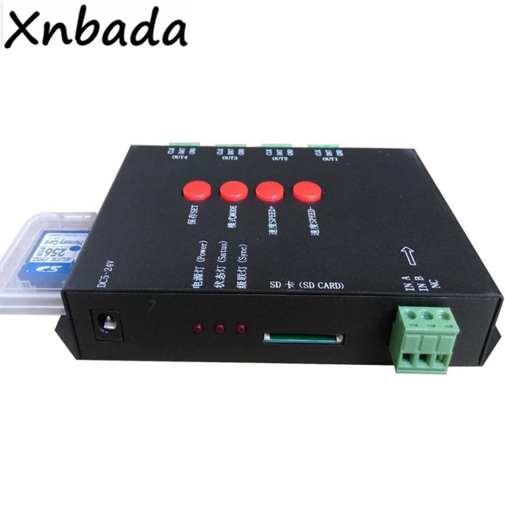 T-4000TTL SD Card RGB Led Controller 4 Port Output DC5-24V Input Controller For WS2812B Led Strip Tape Lighting