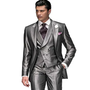 

High Quality Men Suits For Wedding Prom 3 Pieces (Jacket+Pants+Vest) Slim Fit Men Suit Groomsman Best Man Groom Tuxedos Regular