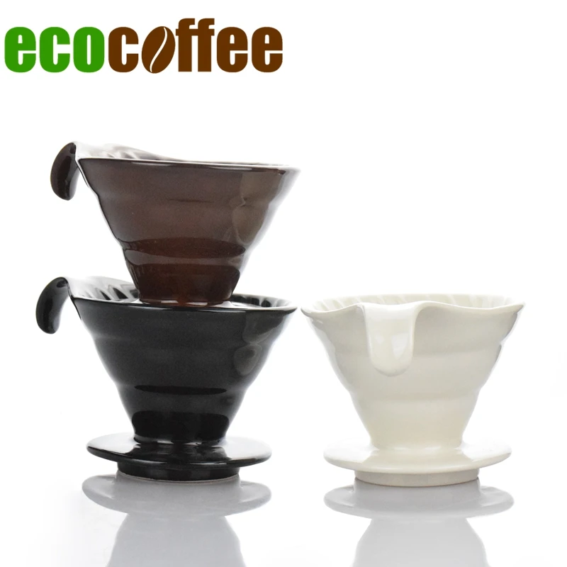 

02 Size Dripper Ceramic Coffee Maker V60 Coffee Drip Coffee Brewer White/Black/Brown Espresso Maker Send 40 Pcs Filters free
