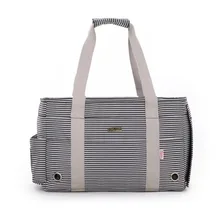 Черная полосатая полиэфирная модная переноска для собак Сумка с дырками для дыхания модная маленькая сумка для щенков