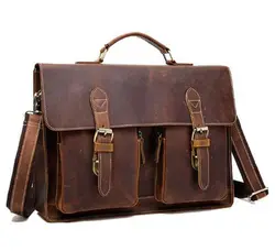 Винтаж кожаная сумка Портфели для Для мужчин ноутбук сумка