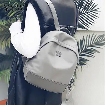 

Solid Color Fashion Canvas Backpack Female Gray Anti Theft Backpacks for Adolescent Girls Women Black Casual Small School Bag