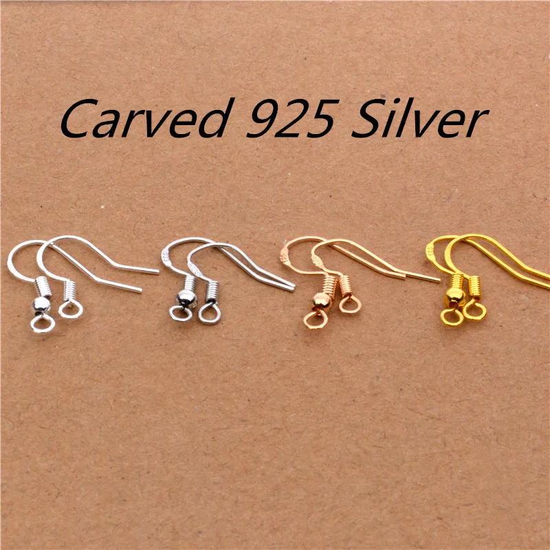 

50Pcs Jewelry Components Beads Carven 925 STERLING SILVER EAR HOOK WITH ROUND BEAD EARRINGS JEWELRY DIY ACCESSORY FINDINGS