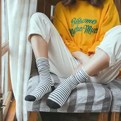 Женские летние и осенние корейские носки для женщин японский Harajuku полосатый хлопковые носки модная одежда для девочек колледж Ветер ворс