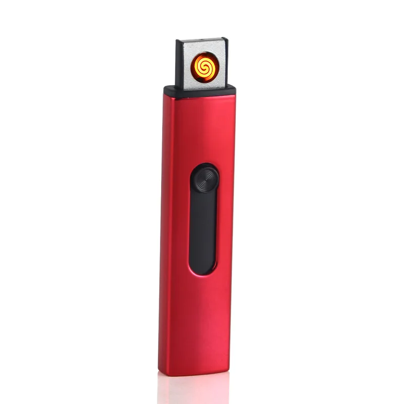 Портативный usb зарядка Зажигалка металлический ветрозащитный сигаретный конвертер - Цвет: Красный