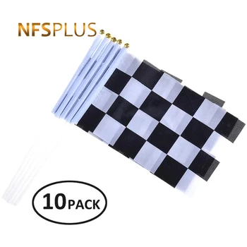 

10 Piece/Lot Checkered Flag F1 Racing 14x21cm Polyester Printed Hand Waving Flags and Banners for Decoration Celebration Party