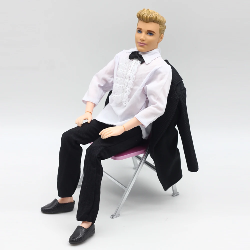 1 комплект, одежда ручной работы, черный костюм невесты с белой рубашкой и штанами для мальчика Барби, кукла Барби, Кен